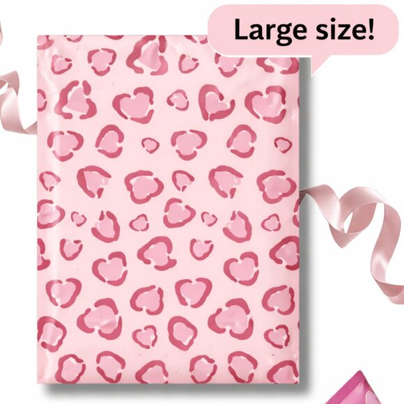 Other - 20ct Large 14.5 x 19 Leopard Hearts Poly Mailers